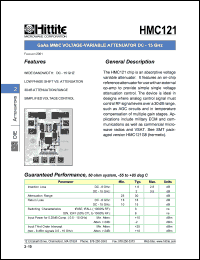 HMC121 datasheet: Voltage -variable attenuator DC- 15 GHz HMC121