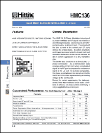 HMC136 datasheet: Bi- phase modulator 4- 8 GHz HMC136