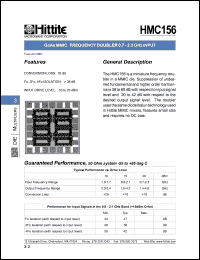 HMC156 datasheet: Frequency doubler 0.7- 2.3 GHz input HMC156
