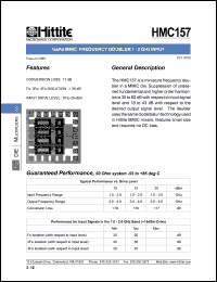 HMC157 datasheet: Frequency doubler 1- 2 GHz input HMC157