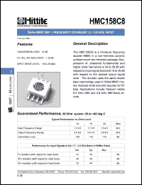 HMC158C8 datasheet: Frequency doubler 1.3- 4.0 GHz input HMC158C8