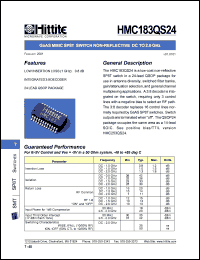 HMC183QS24 datasheet: SP4T switch non-reflective DC 2.0 GHz HMC183QS24