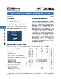 HMC288MS8 datasheet: 3- bit digital attenuator 0.7- 3.7 GHz HMC288MS8