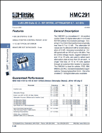 HMC291 datasheet: 2- bit digital attenuator 0.7- 4.0 GHz HMC291