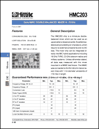 HMC203 datasheet: Double- balanced mixer 14- 23 GHz HMC203