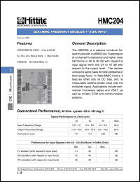 HMC204 datasheet: Frequency doubler 4- 8 GHz HMC204