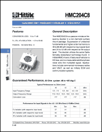 HMC204C8 datasheet: Frequency doubler 4- 8 GHz HMC204C8