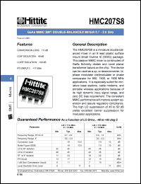 HMC207S8 datasheet: Double- balanced mixer 0.7- 2.0 GHz HMC207S8