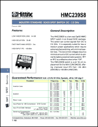 HMC239S8 datasheet: SPDT switch DC 2.5 GHz HMC239S8
