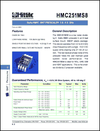 HMC251MS8 datasheet: SMT prescaler 3.0 -6.5 GHz HMC251MS8