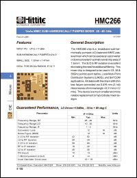 HMC266 datasheet: Sub- harmonically pumped mixer 20 - 40 GHz HMC266