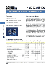 HMC273MS10G datasheet: SMT single balanced mixer 1.7- 3 GHz HMC273MS10G