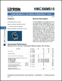HMC306MS10 datasheet: 5- bit digital attenuator 0.7- 4 GHz HMC306MS10