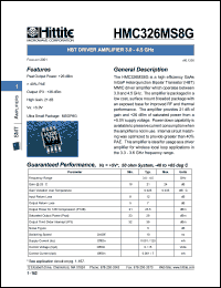 HMC326MS8G datasheet: HBT driver amplifier DC 3.0 GHz HMC326MS8G