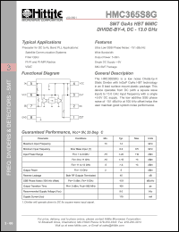 HMC365S8G datasheet: MMIC divine-by-4, DC - 13.0 GHz HMC365S8G