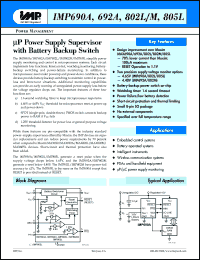 IMP805LCPA datasheet: Power supply supervisor with battery backup switch IMP805LCPA