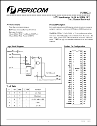 PI3B16232 datasheet: 3.3V, synchronous 16-bit to 32-bit FET demux/mux bus switch PI3B16232