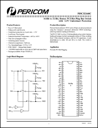 PI5C32160CA datasheet: 16-bit to 32-bit,demux PCI hot-plug bus switch with -1.5V undershoot protection PI5C32160CA