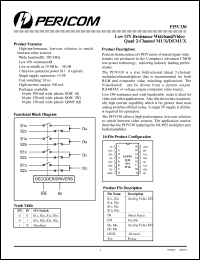 PI5V330W datasheet: Low ON resistance wideband/video quad 2-channel mux/demux PI5V330W