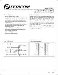 PI6C2509-133 datasheet: Low-noise phase-locked loop clock driver with 9 clock outputs PI6C2509-133
