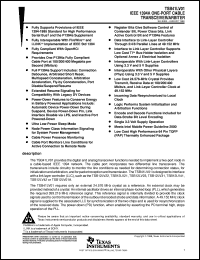 TSB41LV01PAP datasheet:  IEEE 1394A ONE-PORT CABLE TRANSCEIVER/ARBITER TSB41LV01PAP