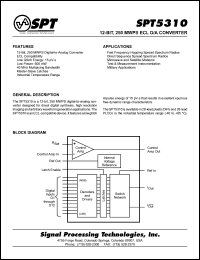 SPT5310SIP datasheet: 12-bit, 250 MWPS ECL D/A converter SPT5310SIP