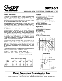 SPT561AMJ datasheet: Wideband, low distortion driver amplifier SPT561AMJ