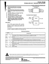 TIR1000PWR datasheet:  STANDALONE IRDA ENCODER & DECODER TIR1000PWR