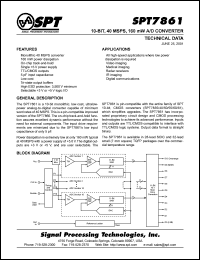 SPT7861SCT datasheet: 10-bit, 40 MSPS, 160 mW A/D converter SPT7861SCT