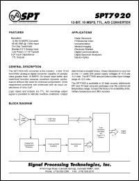 SPT7920SCQ datasheet: 12-bit, 10 MSPS ECL TTL converter SPT7920SCQ