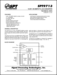 SPT9713BIP datasheet: 12-bit, 100 MWPS TTL D/A converter SPT9713BIP