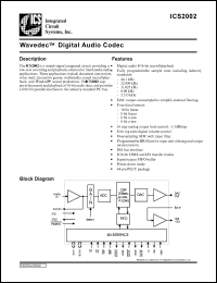 ICS2002Y datasheet: Wavedec digital audio codec ICS2002Y