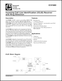 ICS1660M datasheet: Incoming call line identification (ICLID) receiver ICS1660M