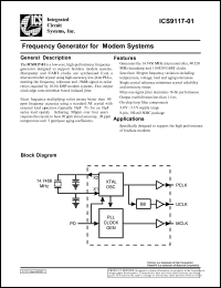 ICS9117M-01 datasheet: Frequency generator for modem system ICS9117M-01