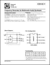 ICS9120M-11 datasheet: Frequency generator for multimedia audio synthesis ICS9120M-11