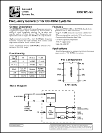 ICS9120M-53 datasheet: Frequency generator for CD-ROM system ICS9120M-53