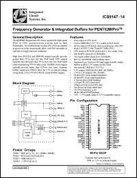 ICS9147F-14 datasheet: Frequency generator and integrated buffer for pentium ICS9147F-14