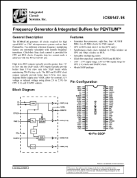ICS9147F-16 datasheet: Frequency generator and integrated buffer for pentium ICS9147F-16