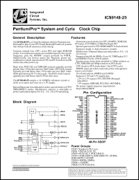 ICS9148F-25 datasheet: Pentium/PRO system and cyrix clock chip ICS9148F-25
