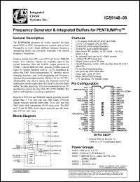 ICS9148F-08 datasheet: Frequency generator and integrated buffers for Pentium/PRO ICS9148F-08