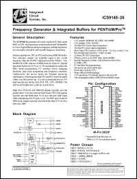 ICS9148F-26 datasheet: Frequency generator and integrated buffers for Pentium/PRO ICS9148F-26