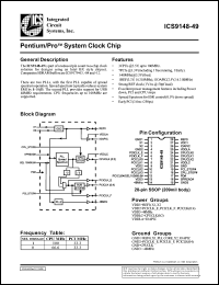 ICS9148F-49 datasheet: Pentium/PRO system clock chip ICS9148F-49