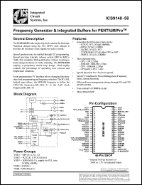 ICS9148F-58 datasheet: Frequency generator and integrated buffers for PENTIUM/PRO ICS9148F-58