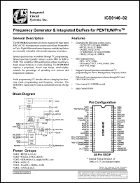ICS9148F-82 datasheet: Frequency generator and integrated buffers for Pentium/PRO ICS9148F-82