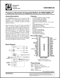 ICS9148BF-04 datasheet: Frequency generator and integrated buffers for Pentium/PRO ICS9148BF-04
