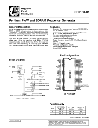 ICS9150F-01 datasheet: Pentium/PRO and SDRAM frequency generator ICS9150F-01