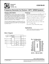 ICS9159N-05 datasheet: Frequency generator for Pentium/OPTi VIPER system ICS9159N-05