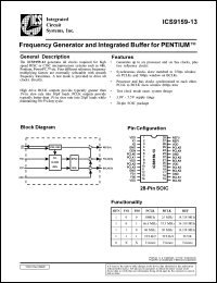 ICS9159M-13 datasheet: Frequency generator and integrated buffer for  Pentium ICS9159M-13