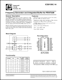 ICS9159CM-14 datasheet: Frequency generator and integrated buffer for Pentium ICS9159CM-14