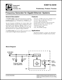 ICS9112M-43 datasheet: Frequency generator for gigabit ethernet system ICS9112M-43